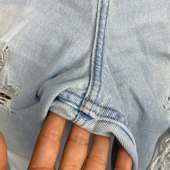 Hollister Ultra High Rise Mom Jeans Light Wash Distressed - Size 7R - 28 - Picture 6 of 10